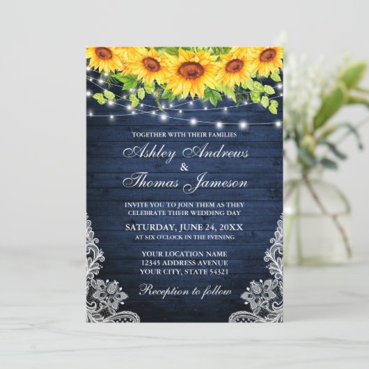 Rustige zonnebloem Blauwe Houtverlichting Kaart (Staand voorkant)