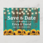 Rustige Zonnebloem Blauwgroen Barn Wood sparen de  Aankondigingskaart (Voorkant)