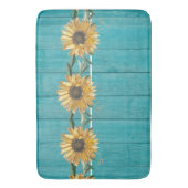 Rustige Zonnebloem Blauwgroen Blauwe Barn Wood lan Badmat (Voorkant Verticaal)