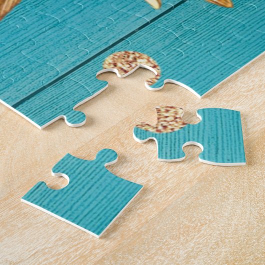 Rustige zonnebloem Blauwgroen Blauwe Barn Wood Lan Legpuzzel (Zijkant)