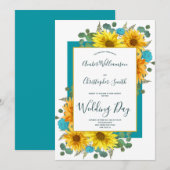 Rustige Zonnebloem Blauwgroen Blauwe Rozen Land We Kaart (Voorkant / Achterkant)