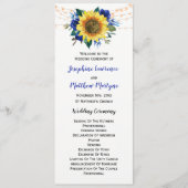 Rustige zonnebloem Blue Floral Wedding Programmakaart (Voorkant)