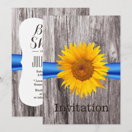 Rustige zonnebloem Blue Ribbon Vrijgezellenfeest Kaart (Voorkant / Achterkant)