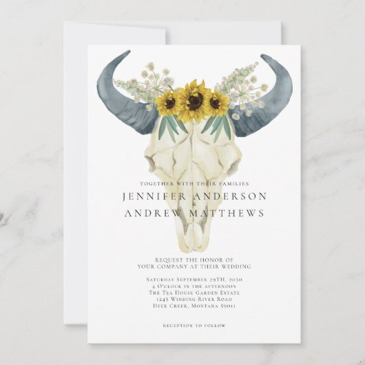 Rustige Zonnebloem Bohemen Landhuwelijk Kaart (Voorkant)