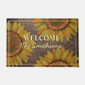 Rustige zonnebloem Boho Taupe gepersonaliseerde we Deurmat (Voorkant)