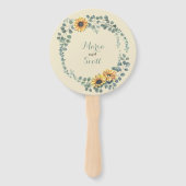 Rustige zonnebloem - Botanische bruiloft - Gegeven Handwaaier (Voorkant)