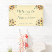 Rustige zonnebloem Botanische bruiloft Spandoek (Insitu)