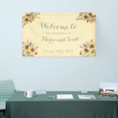 Rustige zonnebloem Botanische bruiloft Spandoek (Beurs)