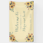 Rustige zonnebloem Botanische bruiloft Spandoek (Verticaal)