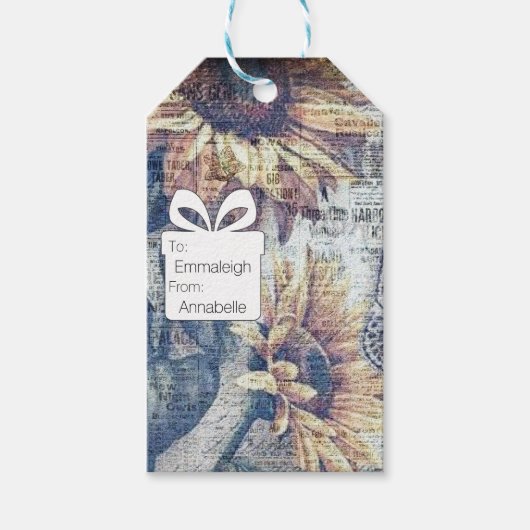 Rustige zonnebloem Boterfly Ephemeral Cadeaulabel (Voorkant)