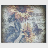 Rustige zonnebloem Boterfly Ephemeral Cadeaupapier (Vlak)