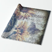 Rustige zonnebloem Boterfly Ephemeral Cadeaupapier (Uitgerold)