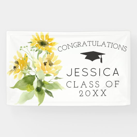 Rustige zonnebloem Bouquet Afstuderen Banners (Horizontaal)