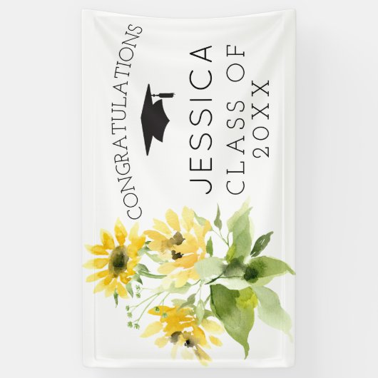 Rustige zonnebloem Bouquet Afstuderen Banners (Verticaal)