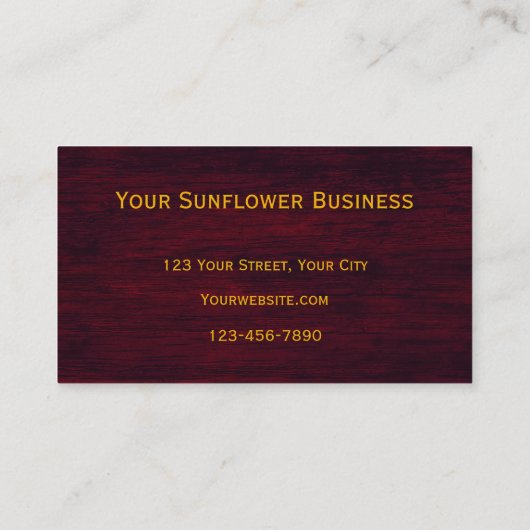 Rustige zonnebloem Bourgogne Visitekaartje (Achterkant)