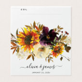 Rustige Zonnebloem Bourgogne Waterverf - Dall Wedd Kaart (Buitenkant ongevouwen)