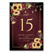 Rustige zonnebloem Bourgundy Wood Floral Wedding Kaart (Achterkant)