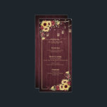 Rustige zonnebloem Bourgundy Wood Floral Wedding Menu<br><div class="desc">Creëer De perfecte receptiesituatie met dit warme,  trendy menuontwerp met zonnebloem en bordeaux waterverf bloemontwerp,  met een bordeaux houten achtergrond,  zoete strijklichten. Ideaal voor herfst en winterbruiloften. Copyright Elegant nodigt uit,  alle rechten voorbehouden.</div>