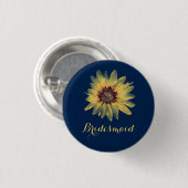 Rustige zonnebloem Bridesmaid Button (Voorkant /achterkant)