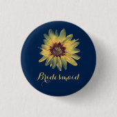 Rustige zonnebloem Bridesmaid Button (Voorkant)