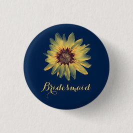 Rustige zonnebloem Bridesmaid Button