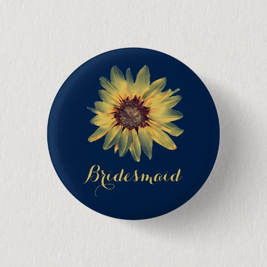 Rustige zonnebloem Bridesmaid Button (Voorkant)