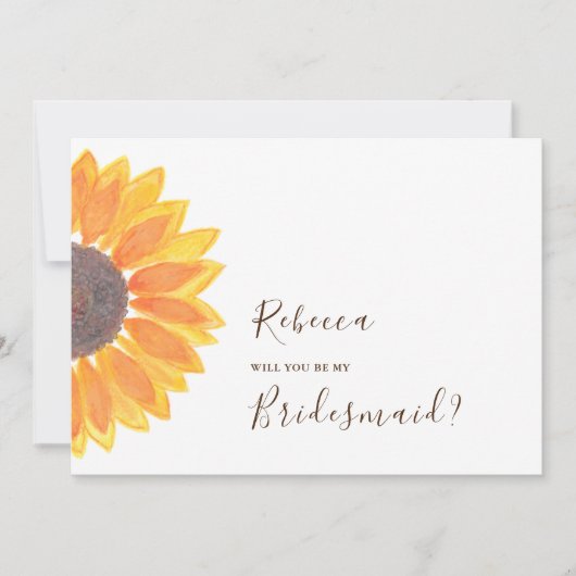 Rustige zonnebloem Bridesmaid-voorstel Kaart (Voorkant)