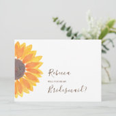 Rustige zonnebloem Bridesmaid-voorstel Kaart (Staand voorkant)