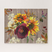 Rustige Zonnebloem Burgundy Red White Floral Legpuzzel (Horizontaal)