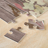 Rustige Zonnebloem Burgundy Red White Floral Legpuzzel (Zijkant)