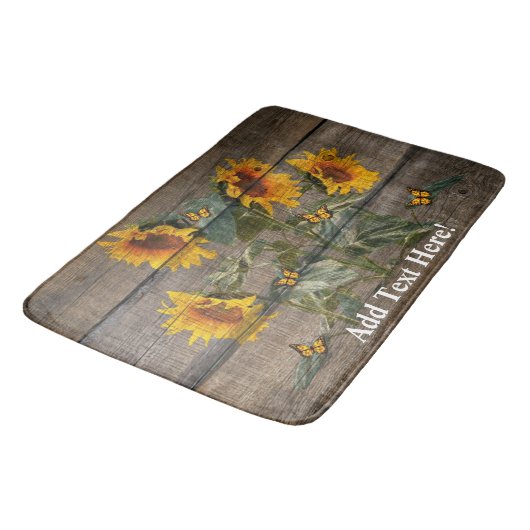 Rustige zonnebloem Butterflies Barn Board Badmat (Gekanteld)