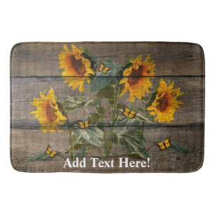 Rustige zonnebloem Butterflies Barn Board Badmat