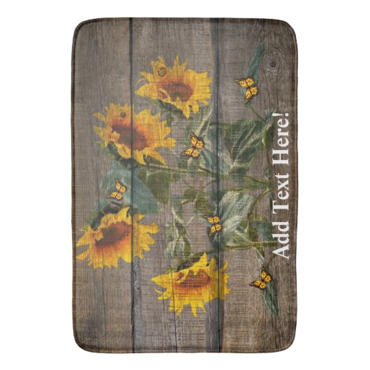 Rustige zonnebloem Butterflies Barn Board Badmat (Voorkant Verticaal)
