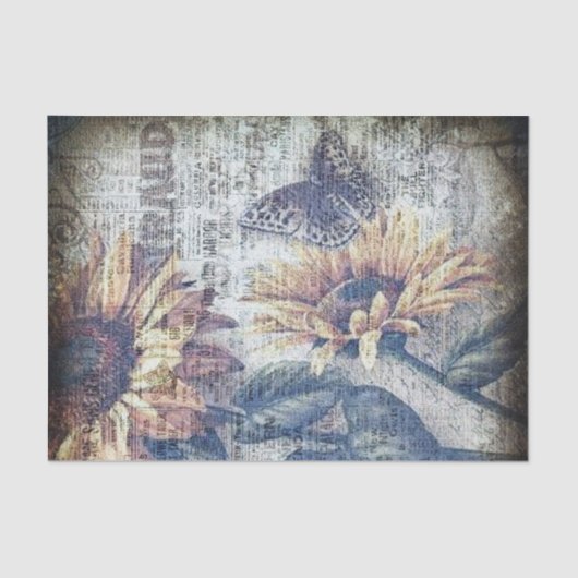 Rustige zonnebloem Butterfly Ephemeral Decoupage Tissuepapier (Voorkant)