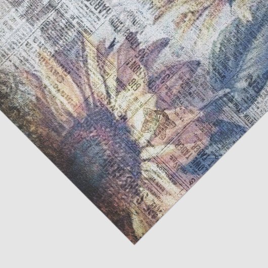 Rustige zonnebloem Butterfly Ephemeral Decoupage Tissuepapier (Detail)