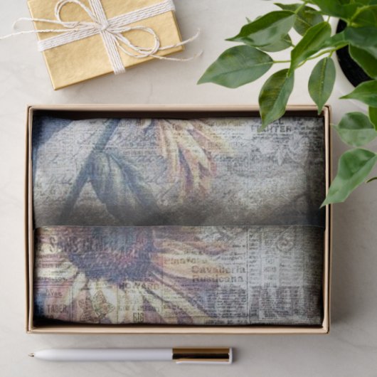 Rustige zonnebloem Butterfly Ephemeral Decoupage Tissuepapier (Geschenk)