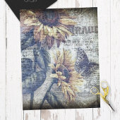 Rustige zonnebloem Butterfly Ephemeral Decoupage Tissuepapier