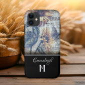 Rustige zonnebloem Butterfly Ephemeral Monogram Case-Mate iPhone Case