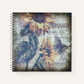 Rustige zonnebloem Butterfly Ephemeral Recipe Notitieboek (Voorkant)