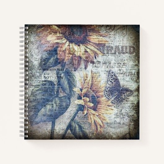 Rustige zonnebloem Butterfly Ephemeral Recipe Notitieboek (Voorkant)