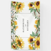 Rustige Zonnebloem Colorful String Lights Wedding Spandoek (Verticaal)