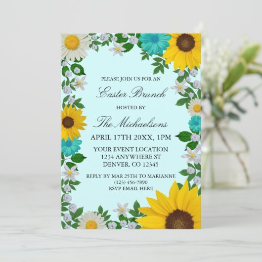 Rustige zonnebloem Daisy Floral Pasen Kaart (Staand voorkant)