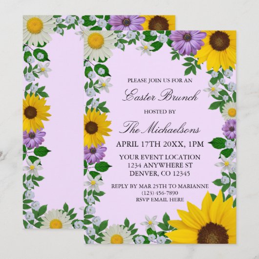 Rustige zonnebloem Daisy Floral Pasen Kaart (Voorkant / Achterkant)