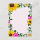 Rustige zonnebloem Daisy Floral Wedding Reception Informatiekaartje (Achterkant)