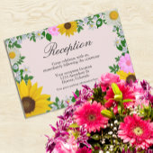 Rustige zonnebloem Daisy Floral Wedding Reception Informatiekaartje