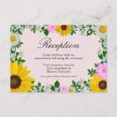 Rustige zonnebloem Daisy Floral Wedding Reception Informatiekaartje (Voorkant)