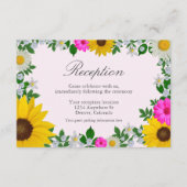 Rustige zonnebloem Daisy Floral Wedding Reception Informatiekaartje (Voorkant)
