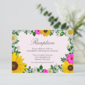 Rustige zonnebloem Daisy Floral Wedding Reception Informatiekaartje (Staand voorkant)