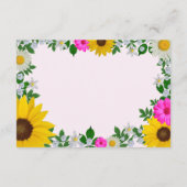Rustige zonnebloem Daisy Floral Wedding Reception Informatiekaartje (Achterkant)