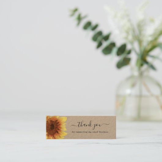Rustige zonnebloem dank je korting mini visitekaartje (Staand voorkant)